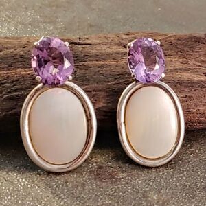 Les Baker Amethyst MOP Sterling Silver Earrings